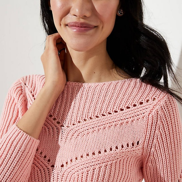LOFT Women's NWT Pointelle Scoop Back Sweater - Picture 2 of 3